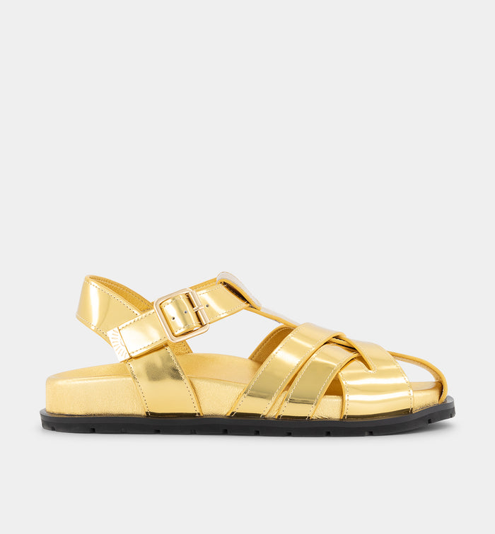 Ginny Strappy Sandal | Gold Patent Leather