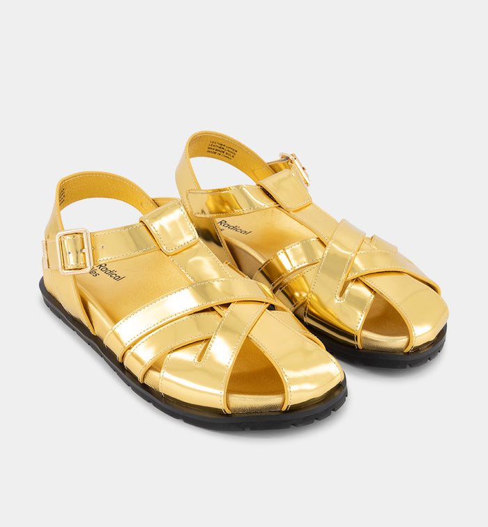 Ginny Strappy Sandal | Gold Patent Leather