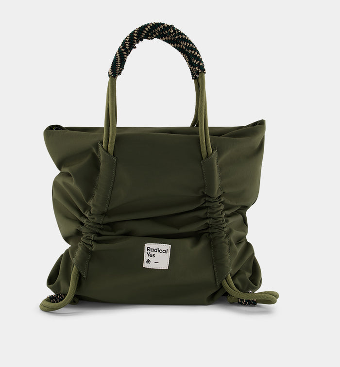 Reframe Ruched Recycled Nylon Tote | Olive