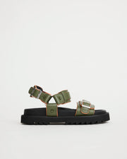 Rae Harness Leather Sandal | Moss Green