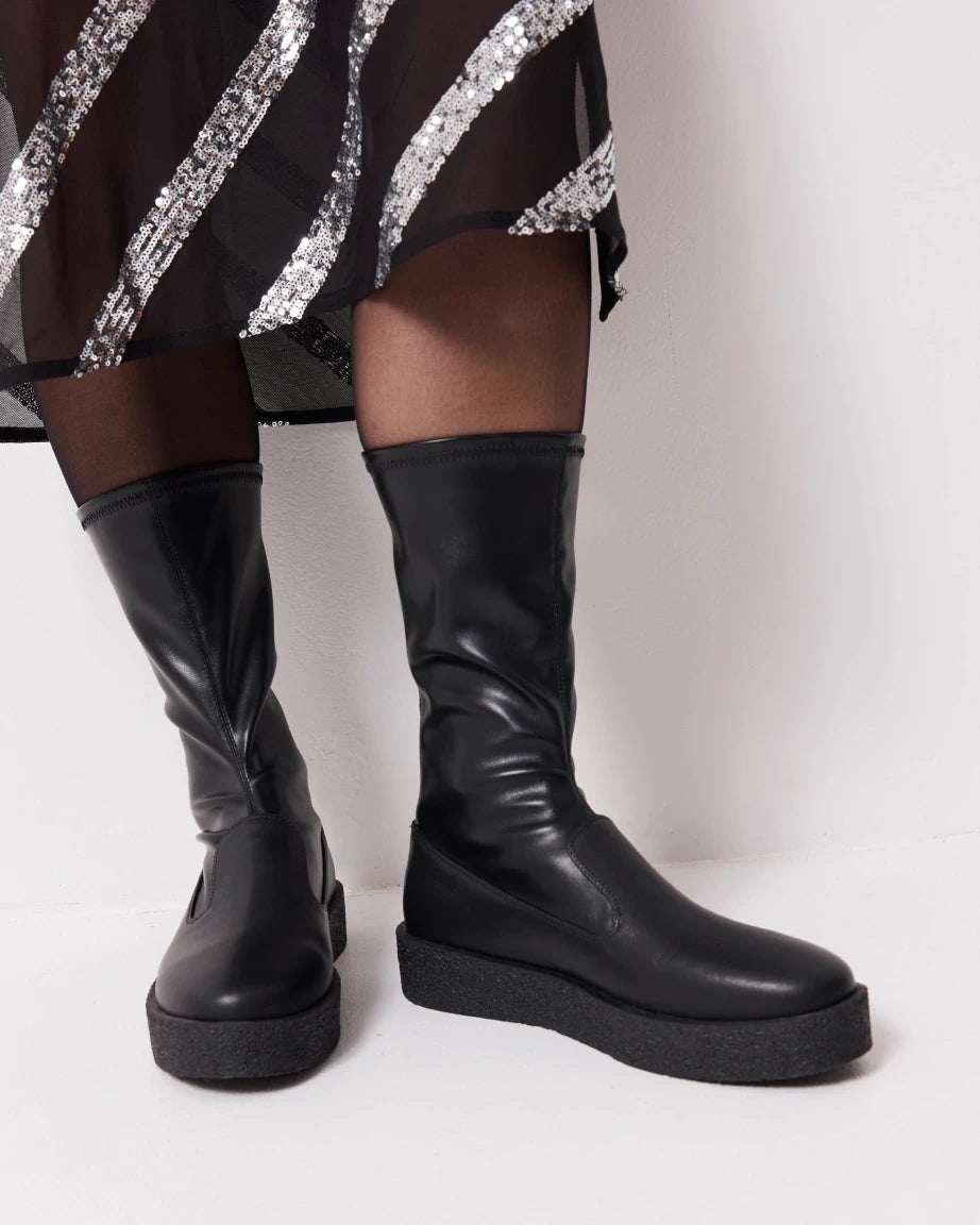 Legacy Midi Leather Boot | Black