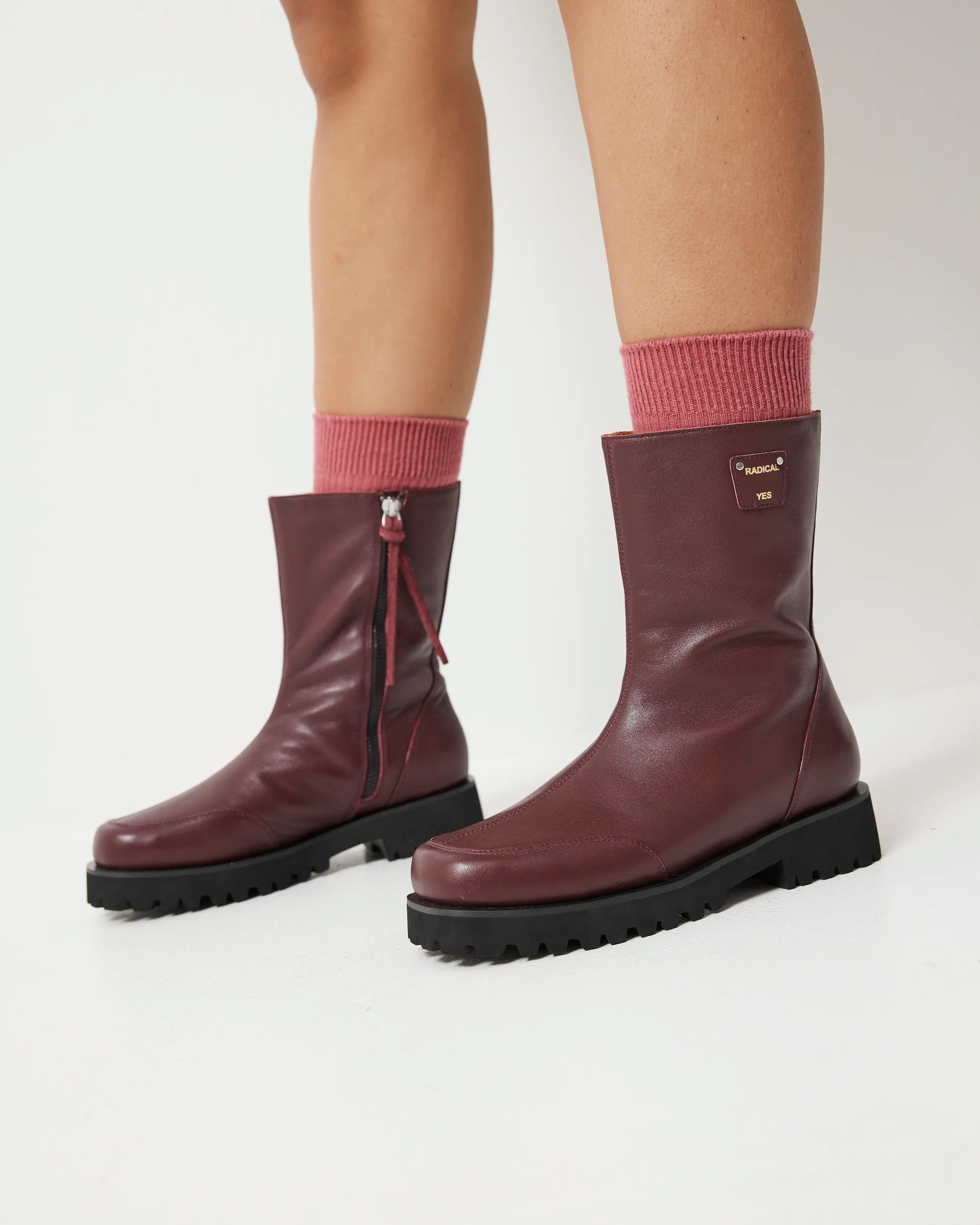 Luminous Midi Boot | Cherry