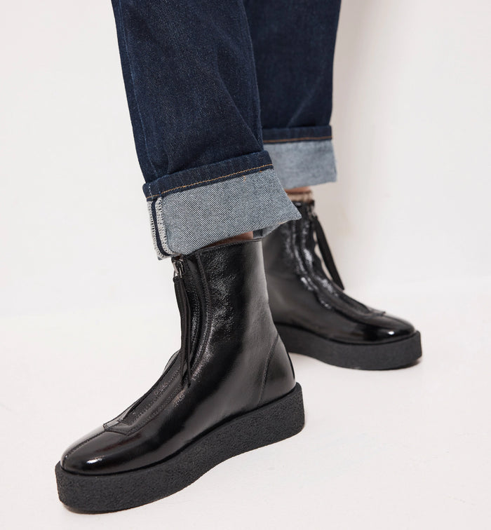 Lucent Zip-Up Ankle Boot | Black Crush