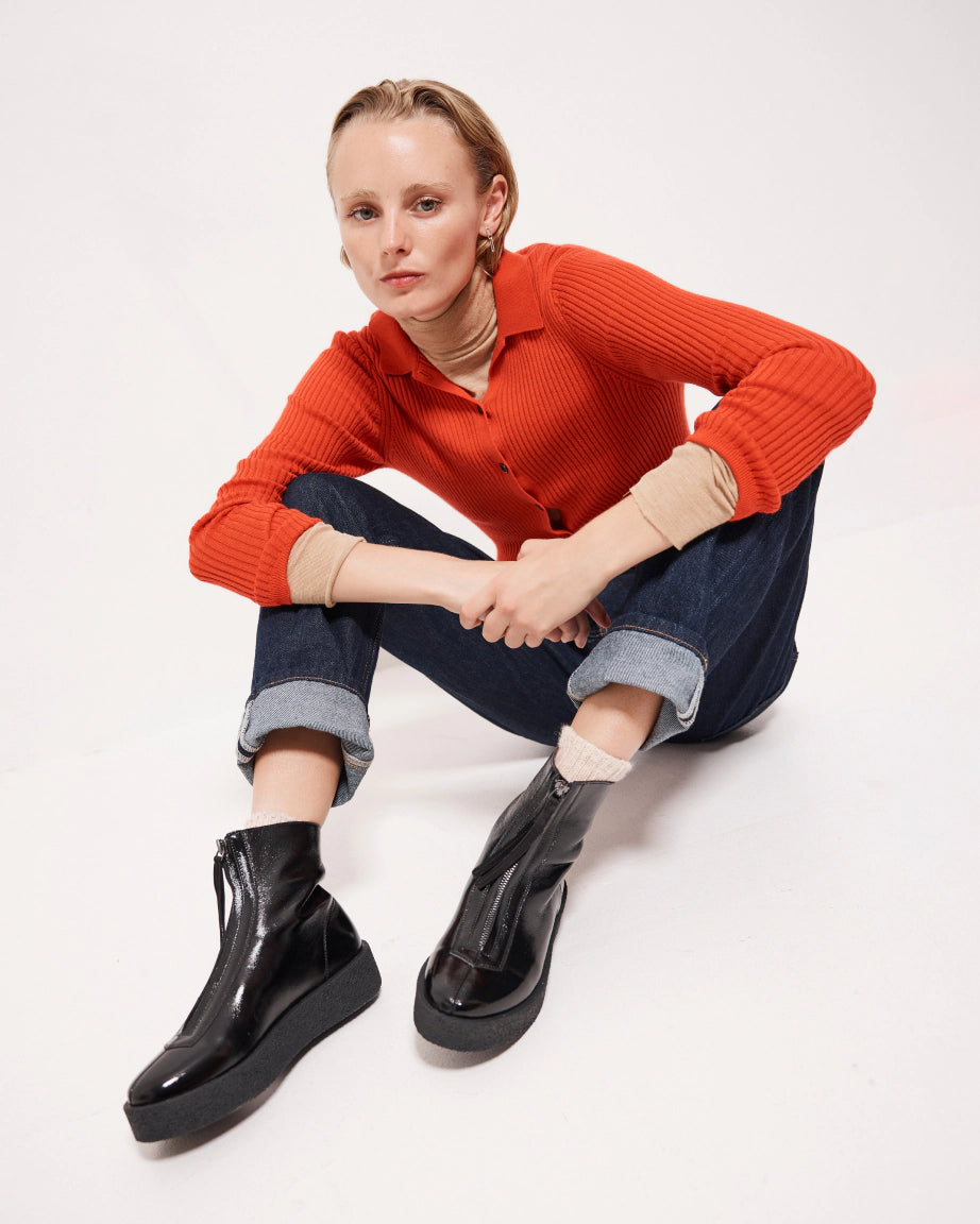 Lucent Zip-Up Ankle Boot | Black Crush