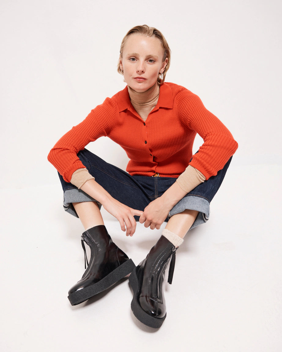 Lucent Zip-Up Ankle Boot | Black Crush