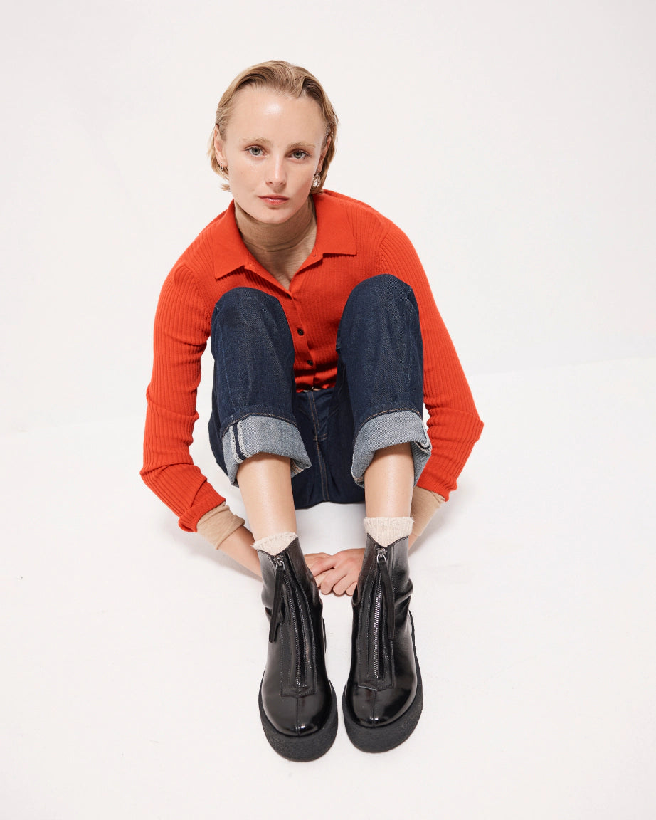 Lucent Zip-Up Ankle Boot | Black Crush