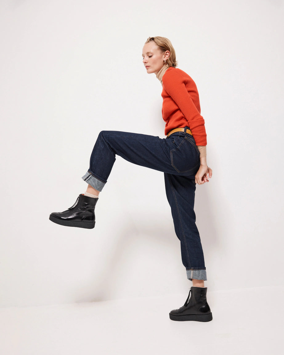 Lucent Zip-Up Ankle Boot | Black Crush