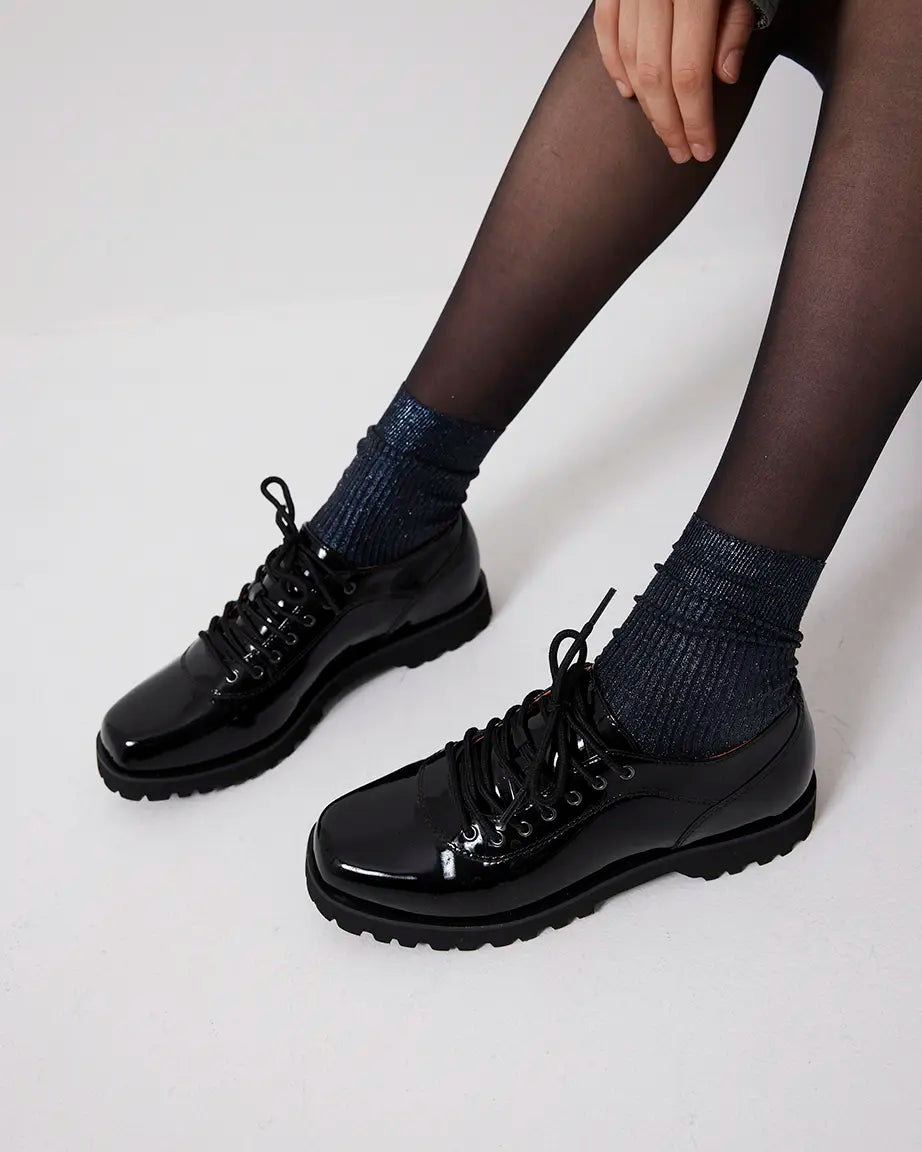 Maya Lace Up | Black Patent