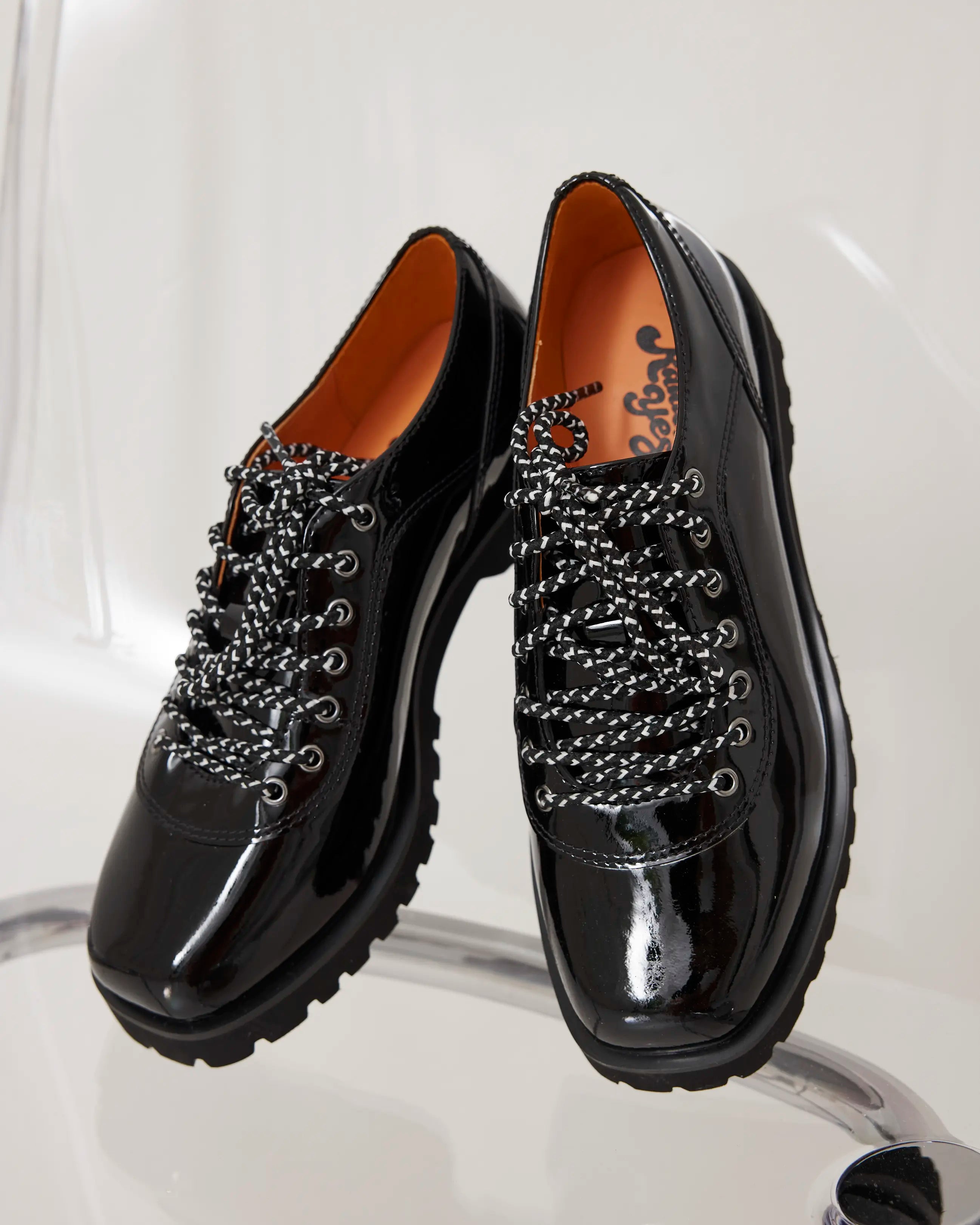 Maya Lace Up | Black Patent