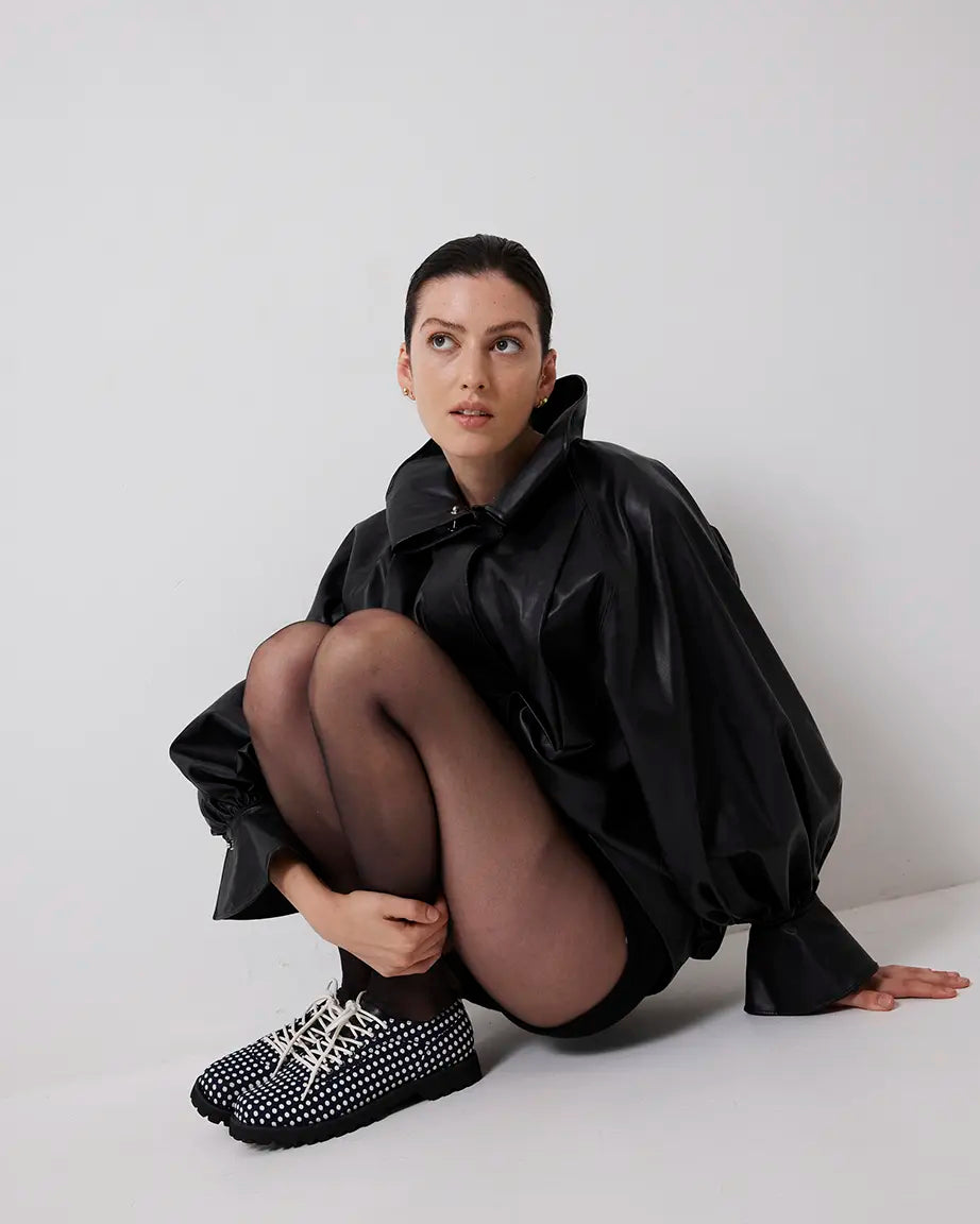 Maya Lace Up | Navy Spot