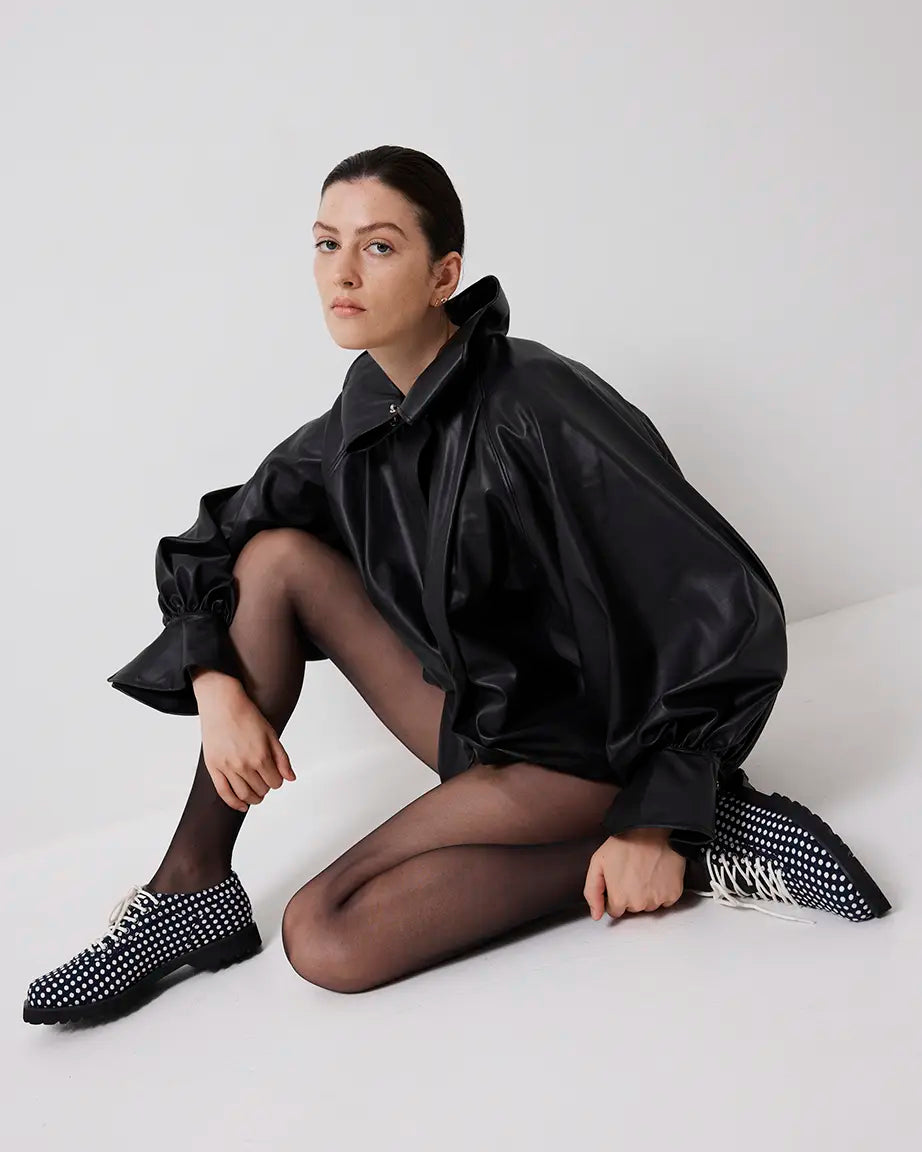 Maya Lace Up | Navy Spot