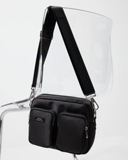 The Messenger Sporty Satin Pocket Bag | Black