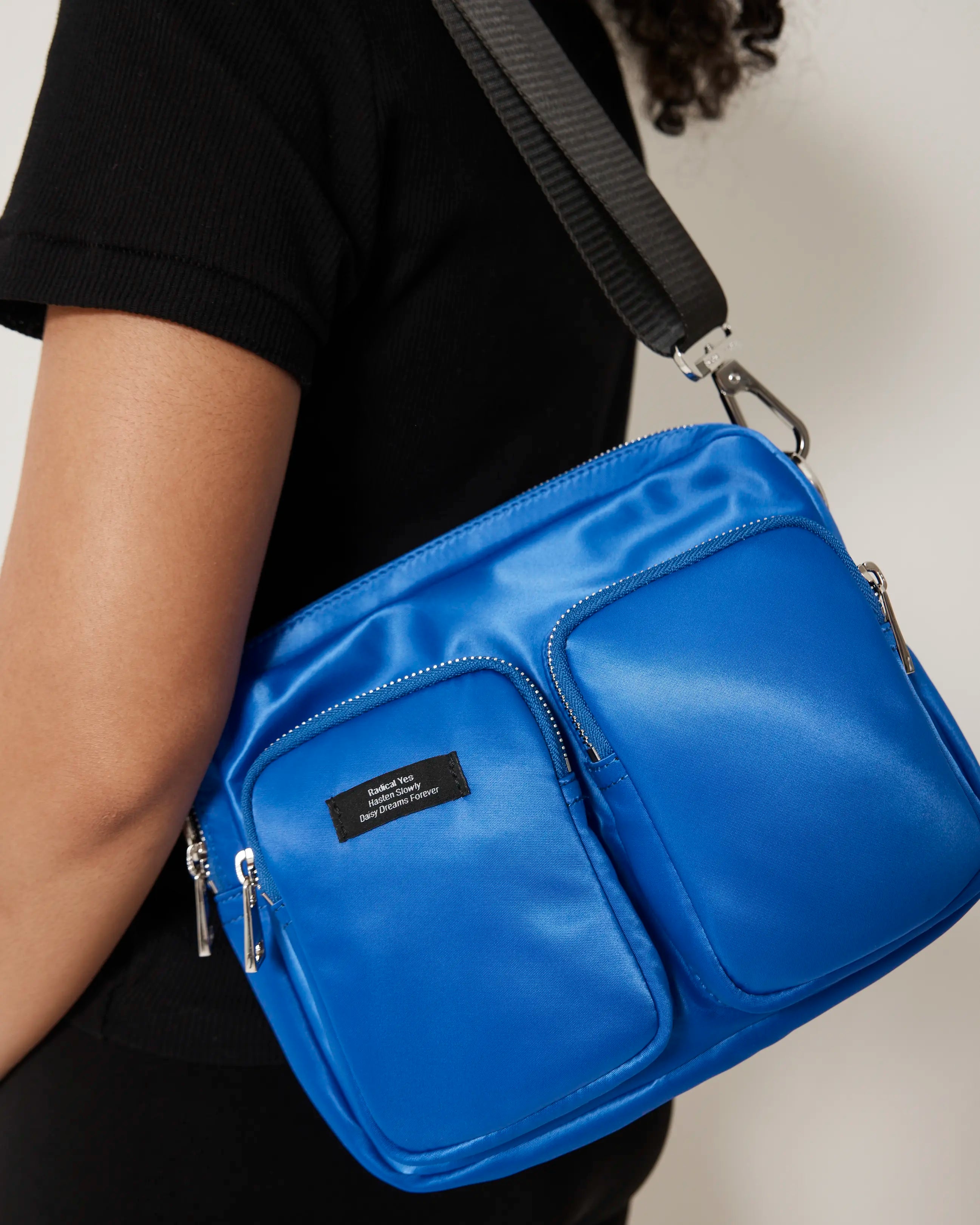 The Messenger Sporty Satin Pocket Bag | Klein Blue