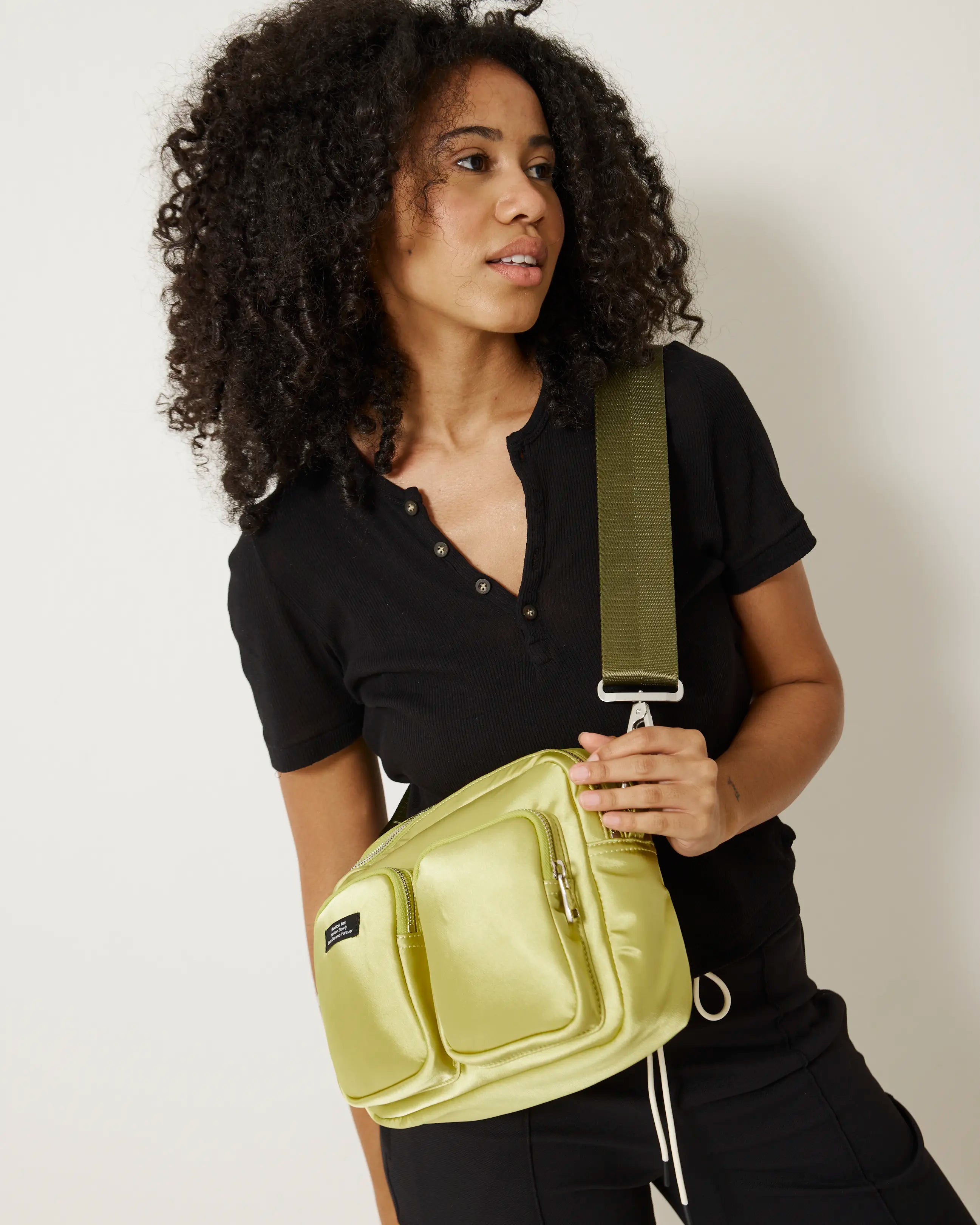 The Messenger Sporty Satin Pocket Bag | Electric Leaf