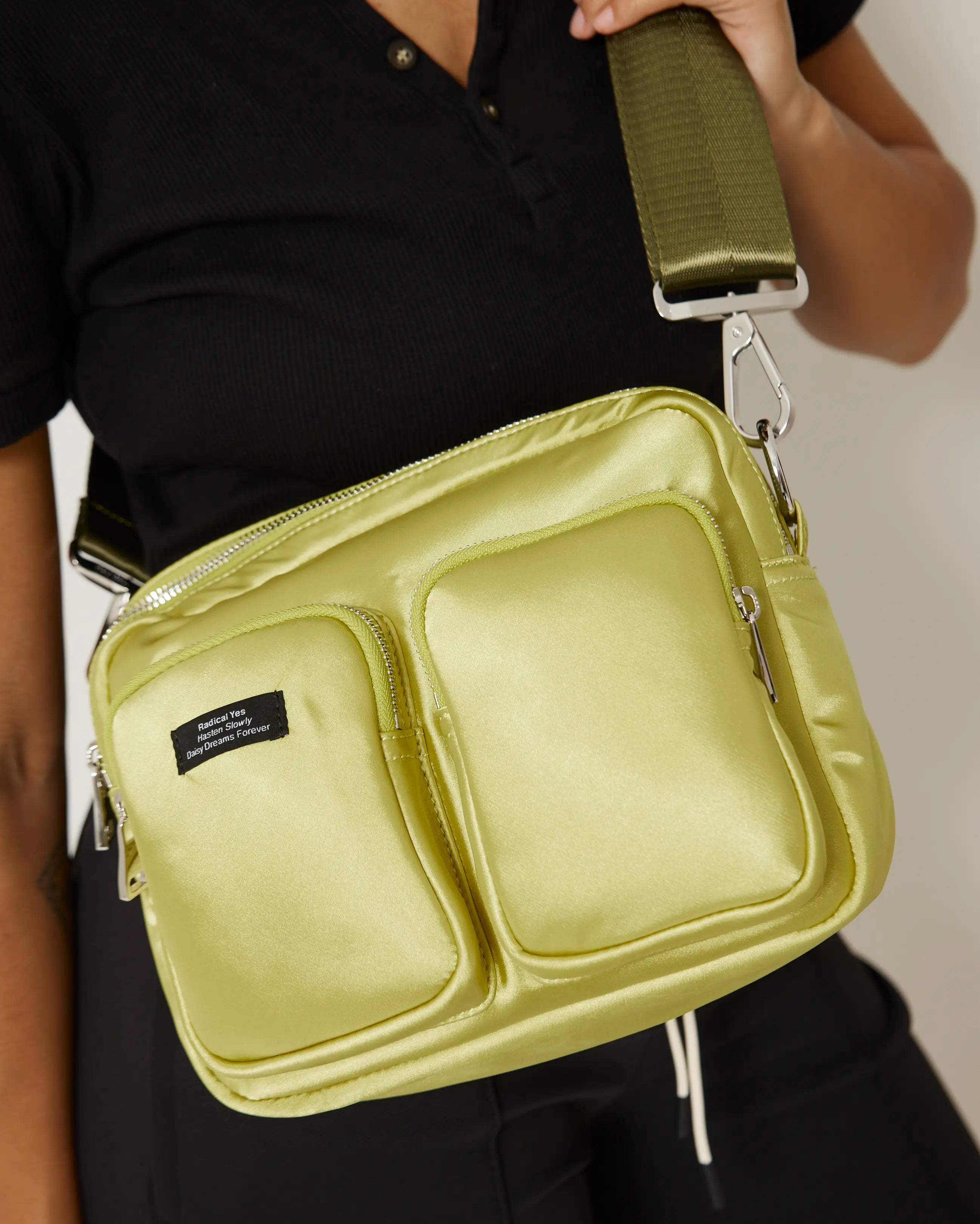 The Messenger Sporty Satin Pocket Bag | Electric Leaf