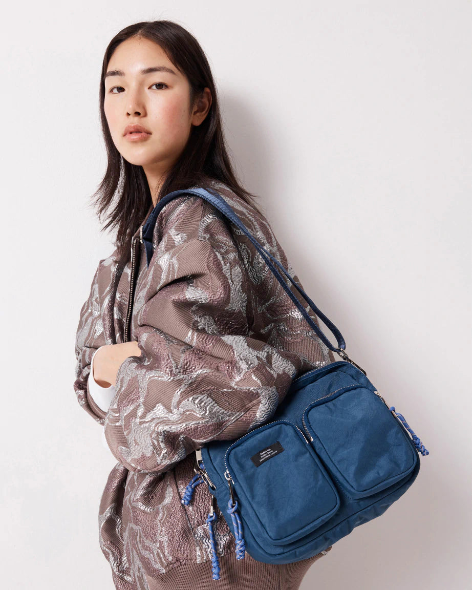 The Messenger Nylon Pocket Bag | Washed Petrol