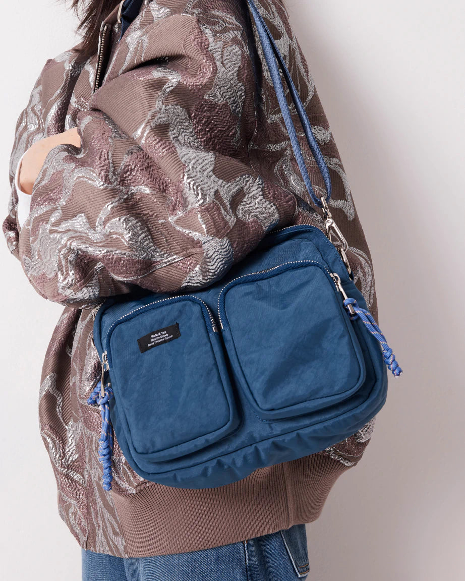 The Messenger Nylon Pocket Bag | Washed Petrol
