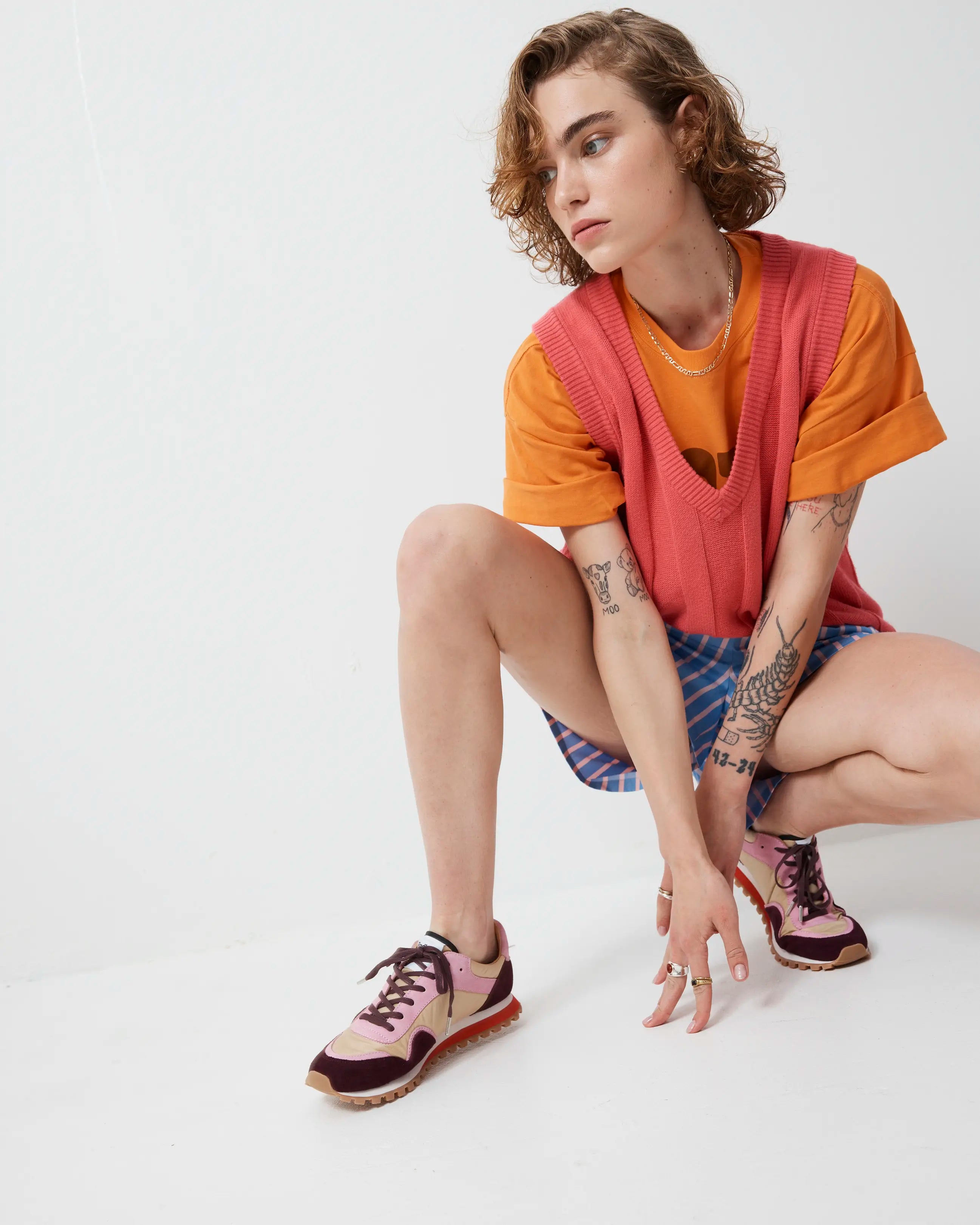 Moon Street Lace Up Sneaker | Cherry and Sandstone