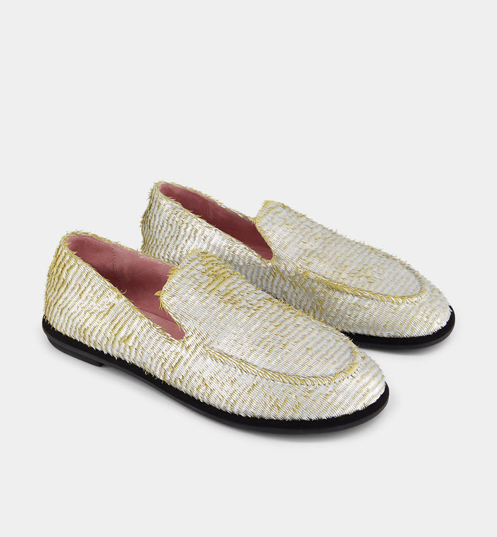 Meriem Hotel Leather Loafer | Chartreuse Feather