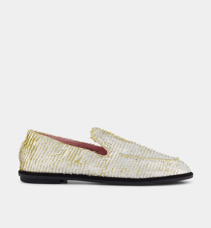 Meriem Hotel Leather Loafer | Chartreuse Feather