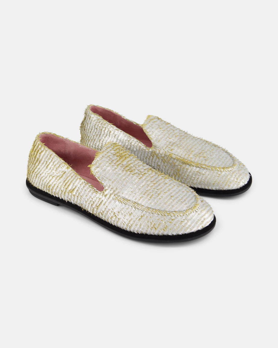 Meriem Hotel Leather Loafer | Chartreuse Feather