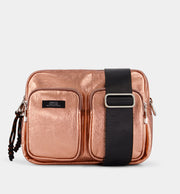 Messenger Pocket Bag in Leather | Apricot Metallic