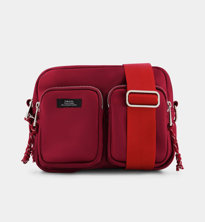 The Messenger Sporty Satin Pocket Bag | Cherry