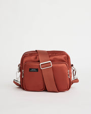The Messenger Sporty Satin Pocket Bag | Clay