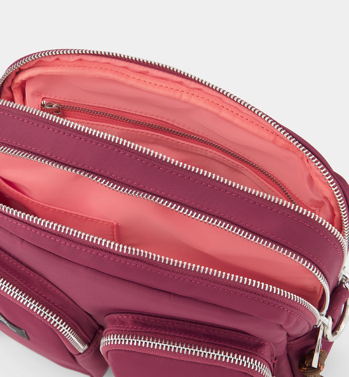 The Messenger Recycled Nylon Pocket Bag | Rusty Magenta