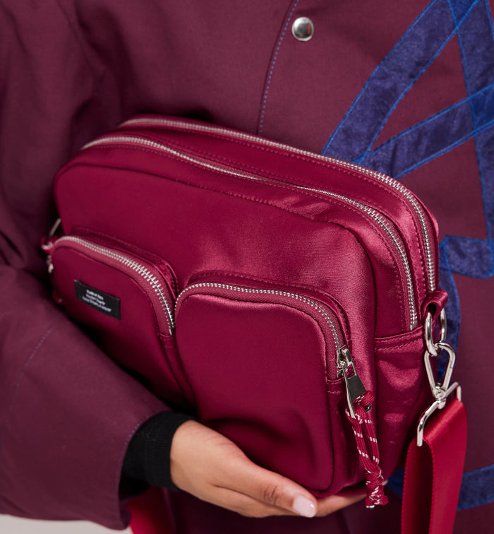 The Messenger Sporty Satin Pocket Bag | Cherry