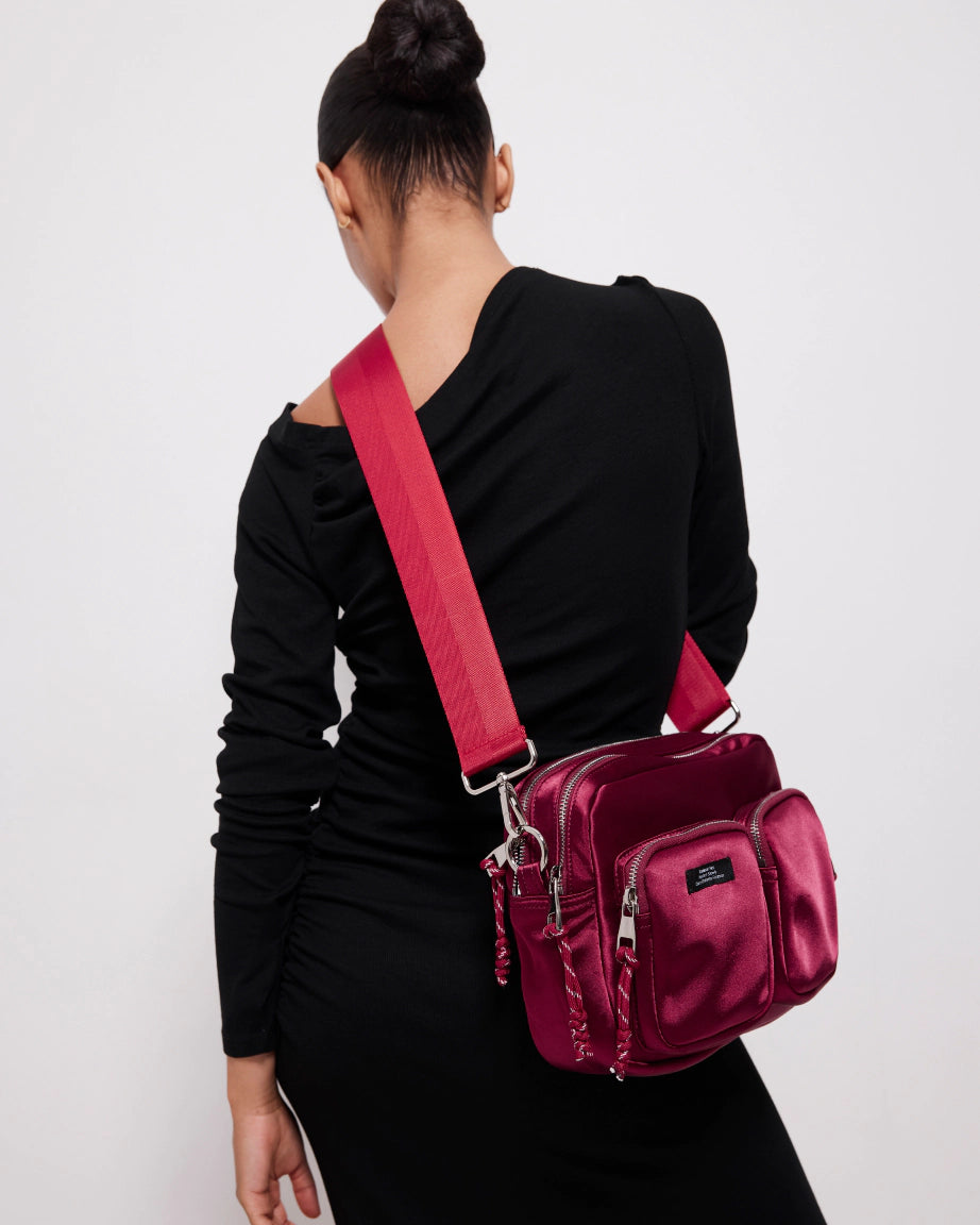 The Messenger Sporty Satin Pocket Bag | Cherry