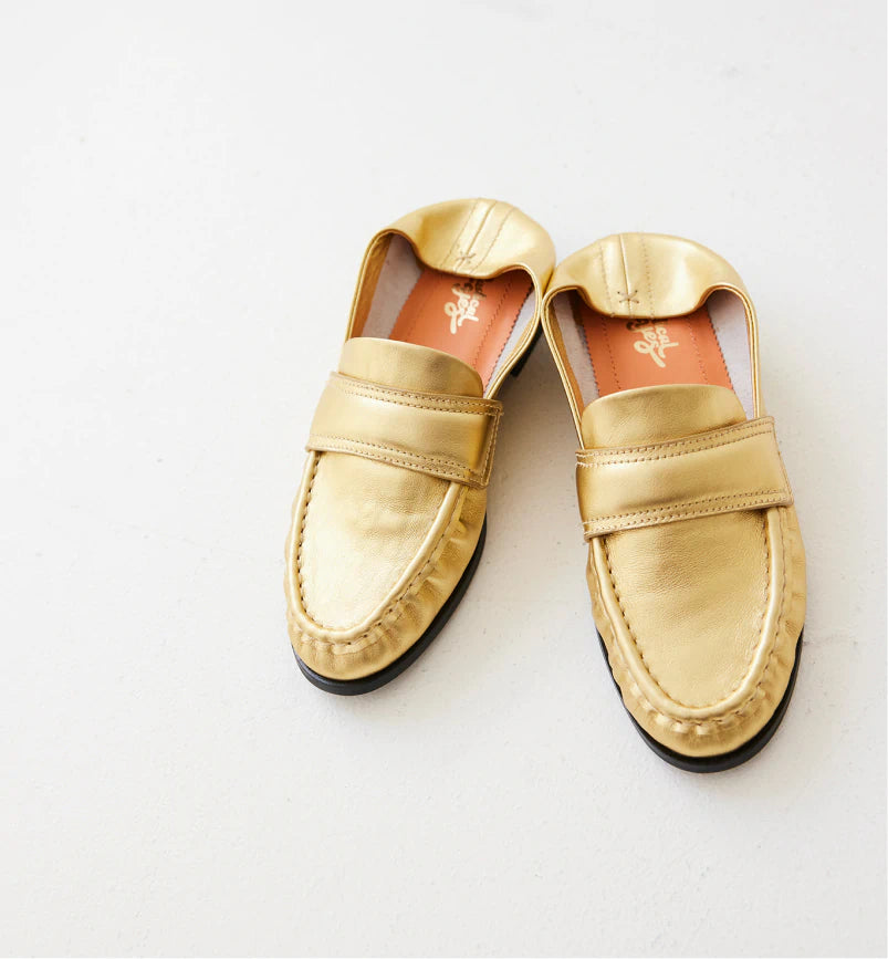 Green and 2025 gold loafers