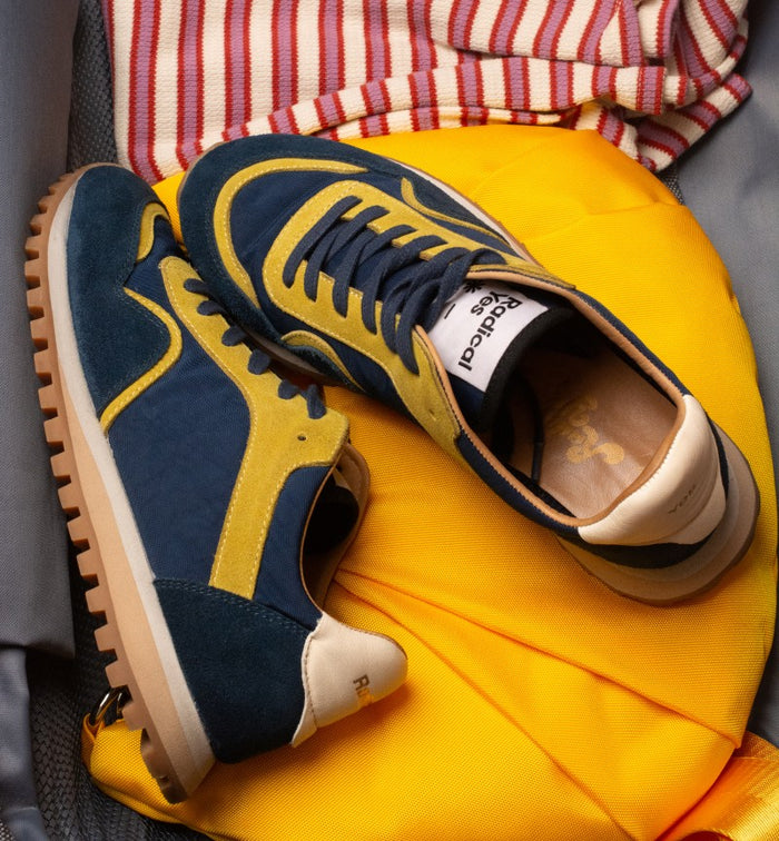 Moon Street Lace Up Sneaker | Washed Petrol & Chartreuse