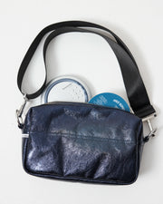 North Star Leather Clutch | Navy Metallic
