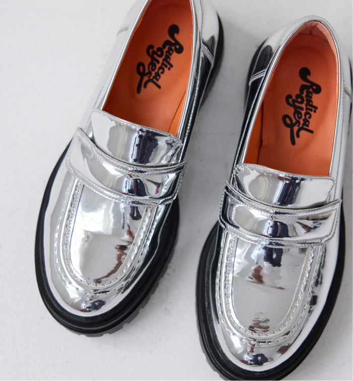 Olympia Slip On Loafer | Patent Silver