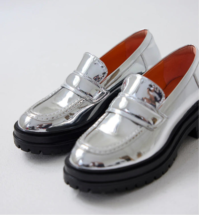 Olympia Slip On Loafer | Patent Silver