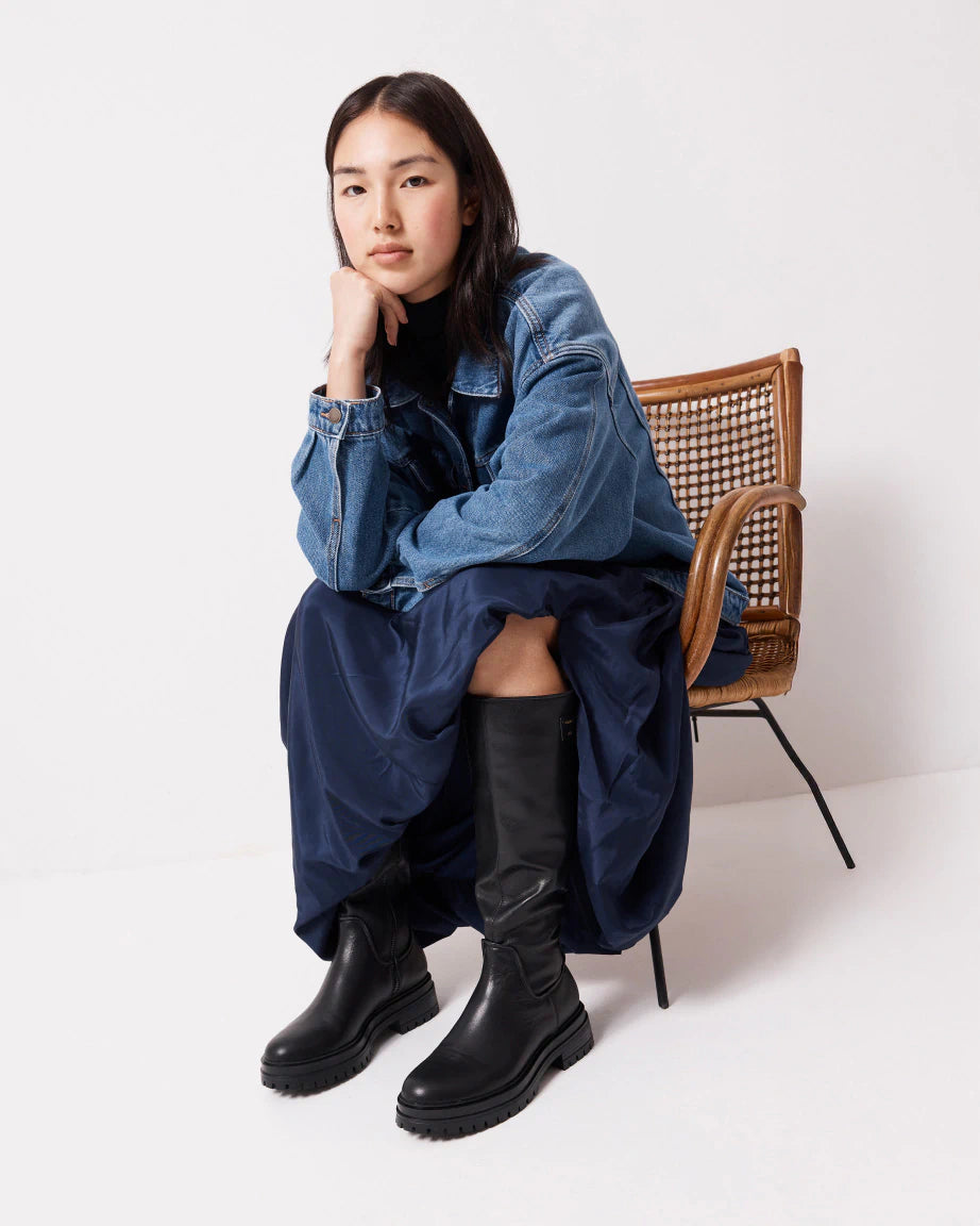 Patience Leather Zip Up Tall Boot | Black