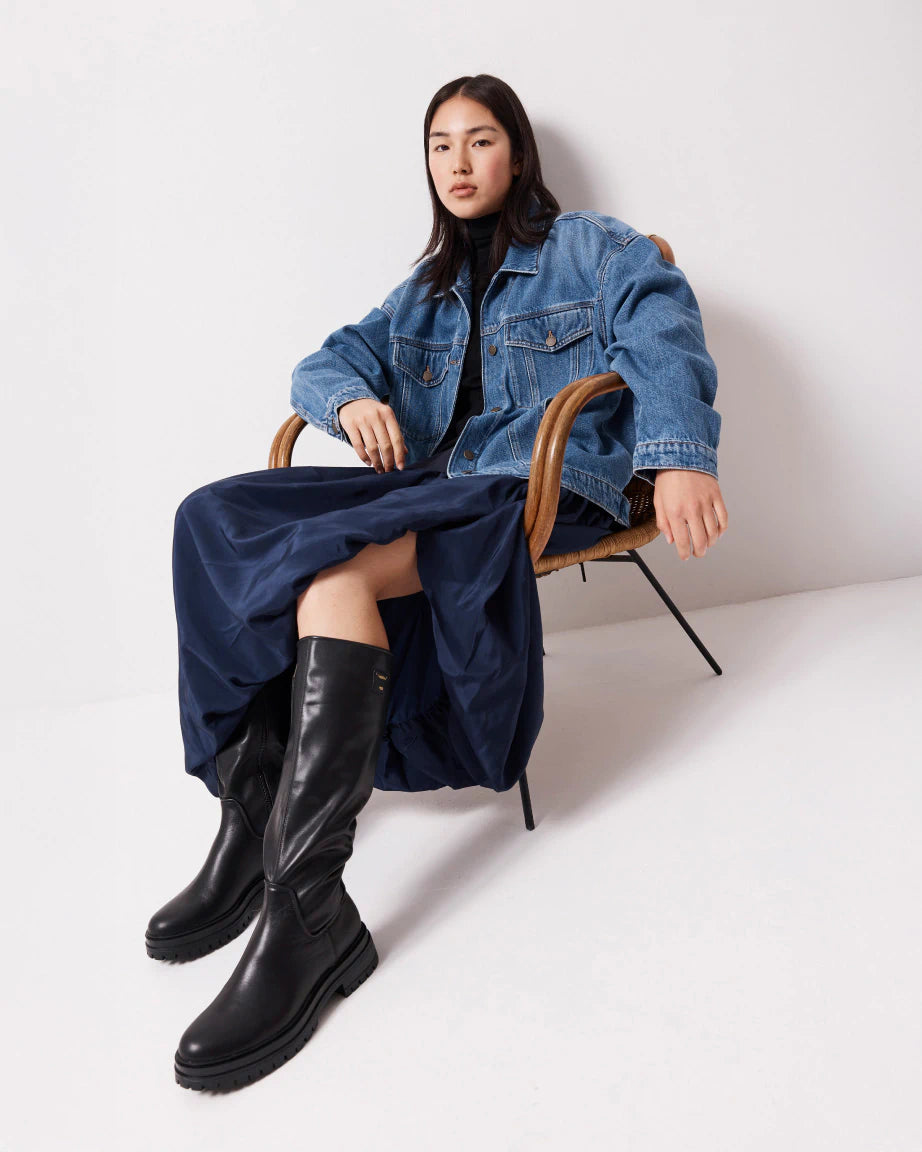 Patience Leather Zip Up Tall Boot | Black