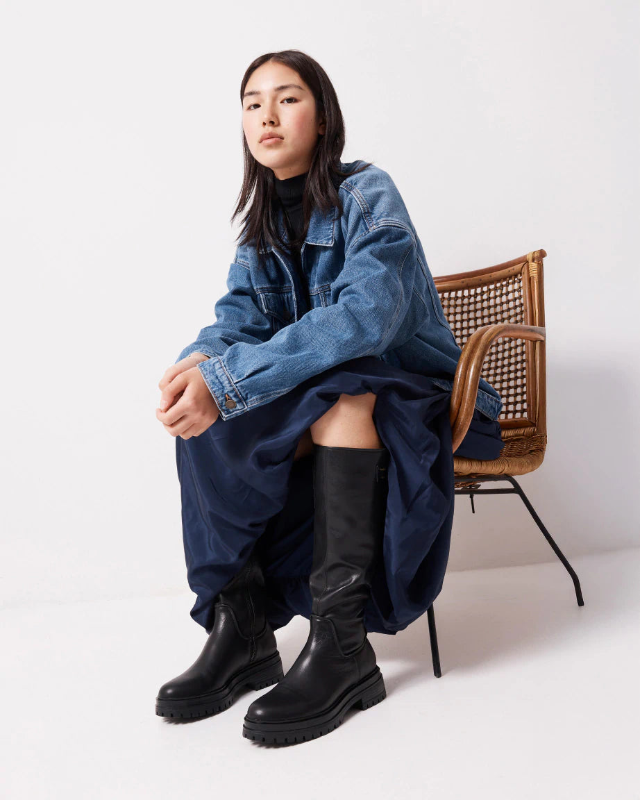 Patience Leather Zip Up Tall Boot | Black