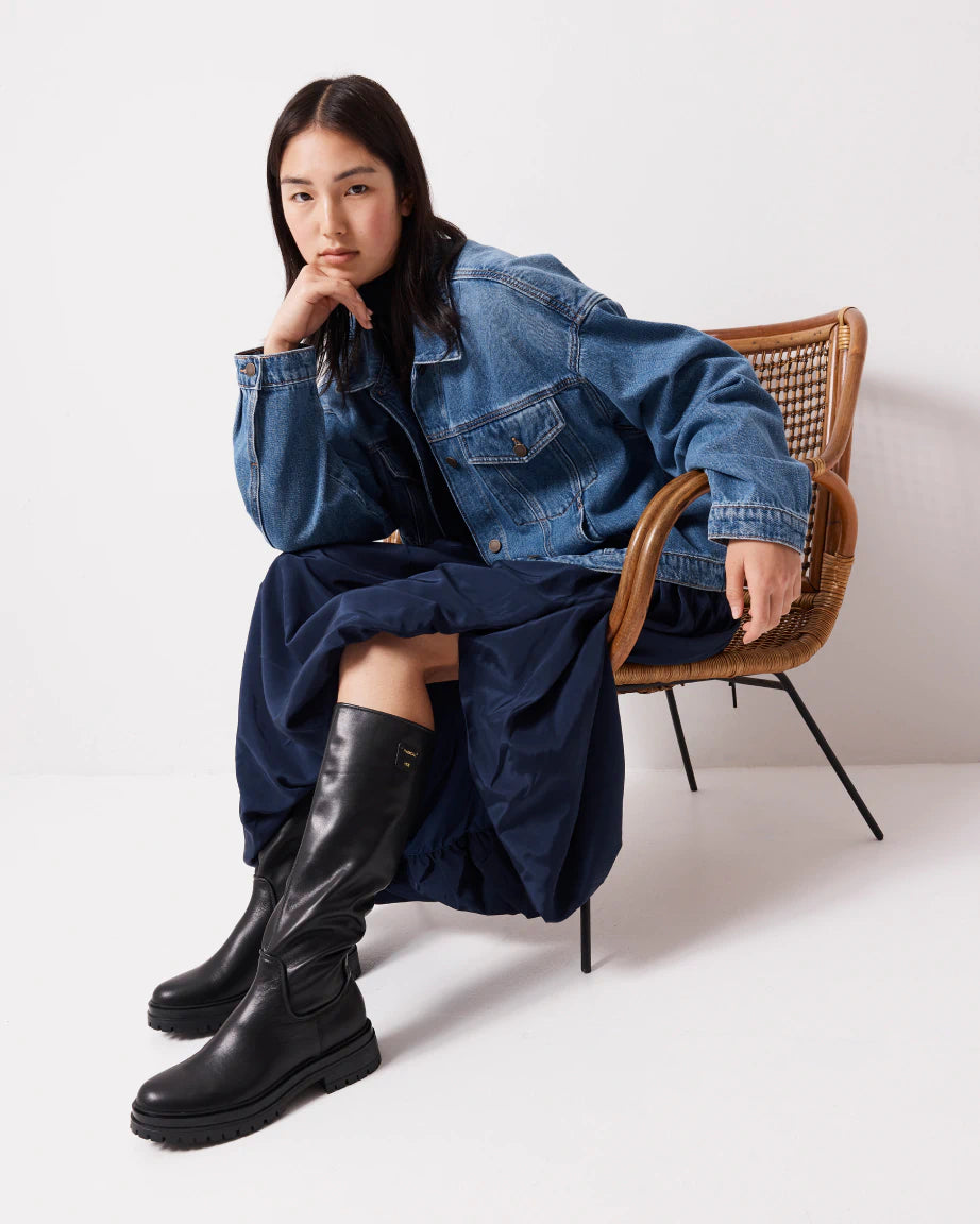Patience Leather Zip Up Tall Boot | Black