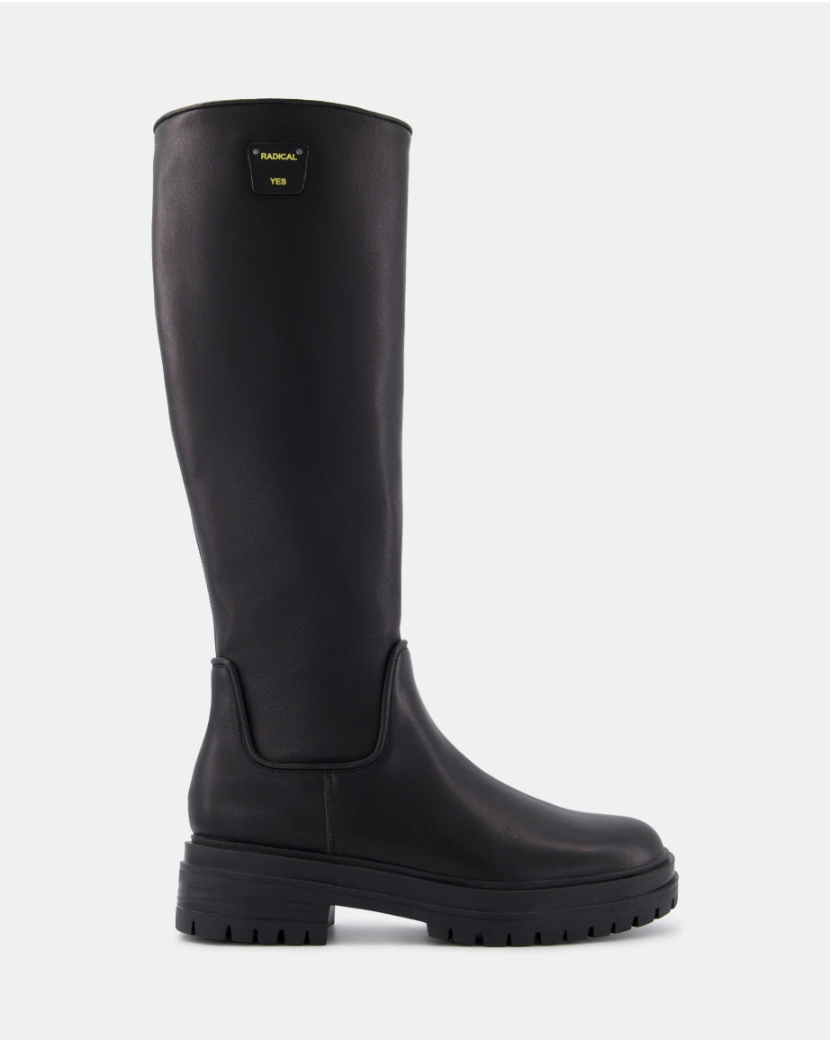 Patience Leather Zip Up Tall Boot | Black