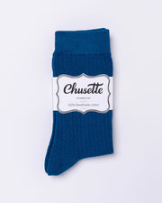 Chusette Seamless Mercerized Cotton Socks | Prussian Blue