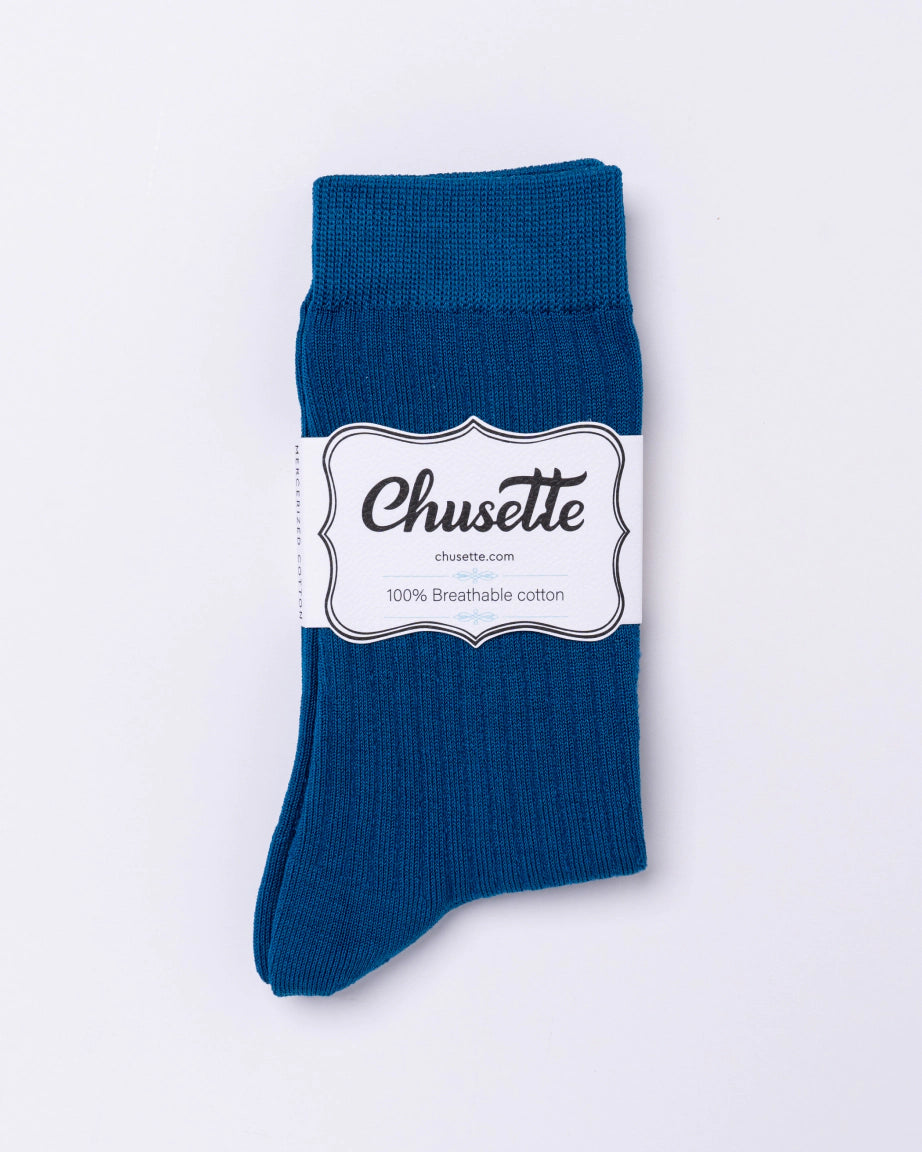 Chusette Seamless Mercerized Cotton Socks | Prussian Blue