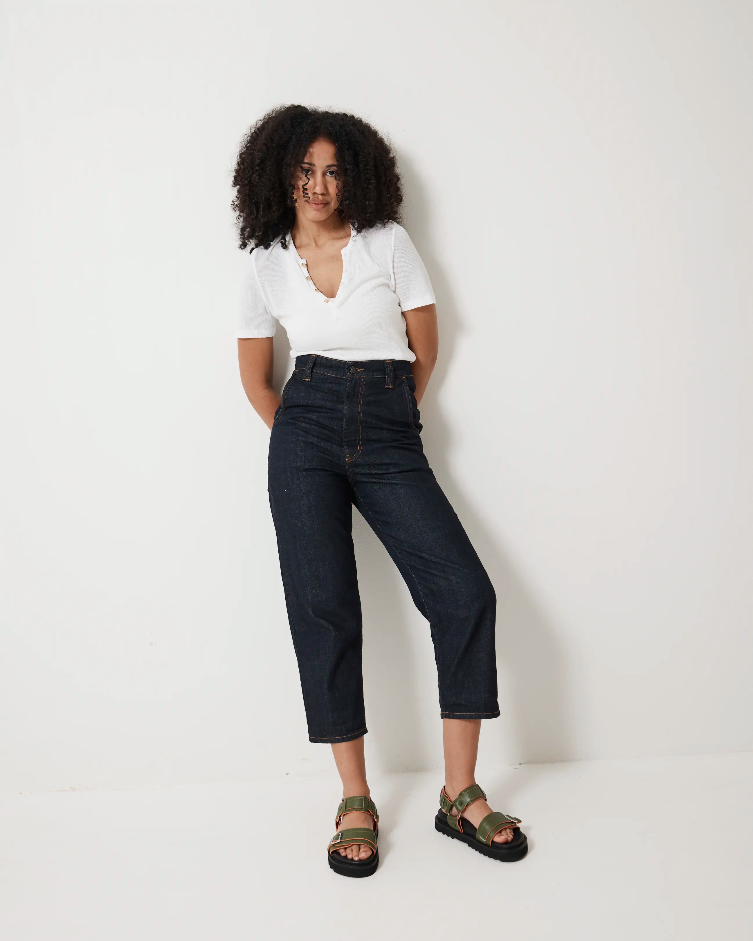 Rae Harness Leather Sandal | Moss Green