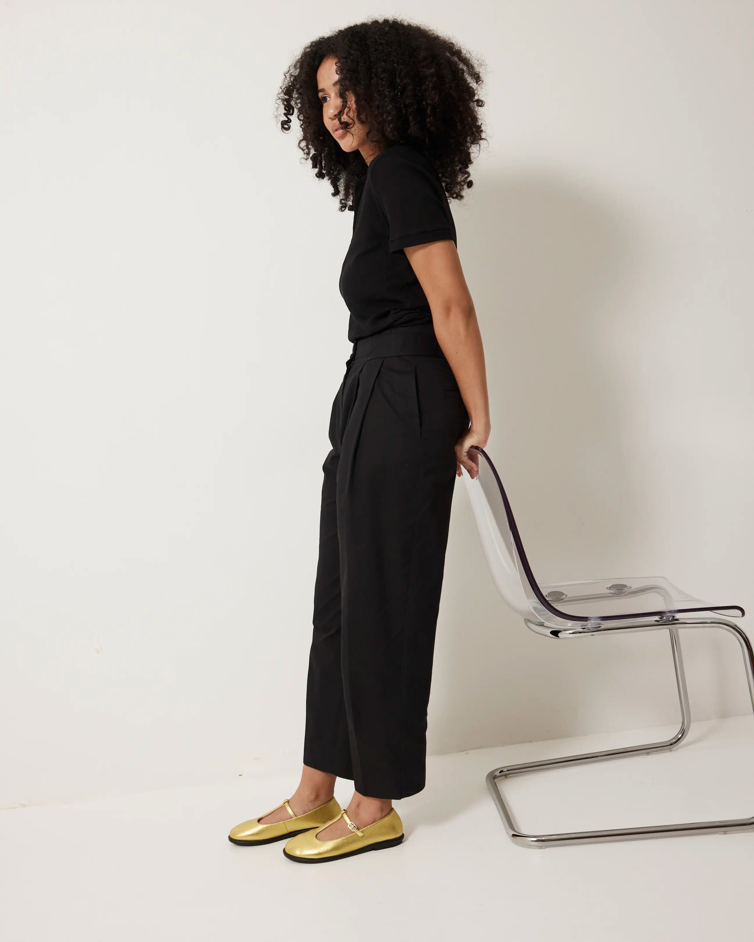 Reilly T-Bar Leather Shoe | Citronelle Metallic