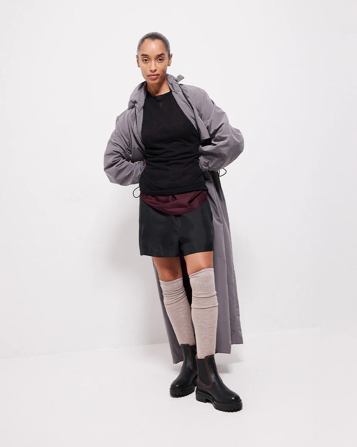 Reni Leather Chelsea Boots with Overstitch Detail | Black with Electric Peach