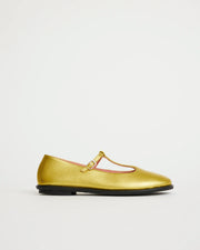Reilly T-Bar Leather Shoe | Citronelle Metallic