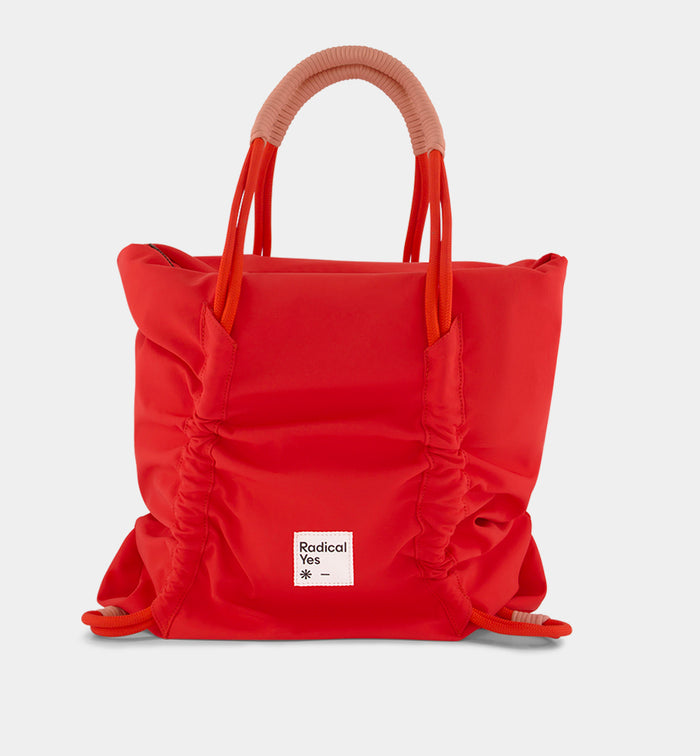 Reframe Ruched Recycled Nylon Tote | Red