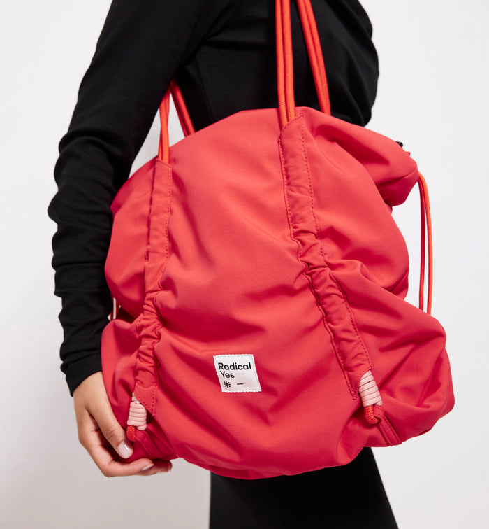 Reframe Ruched Recycled Nylon Tote | Red