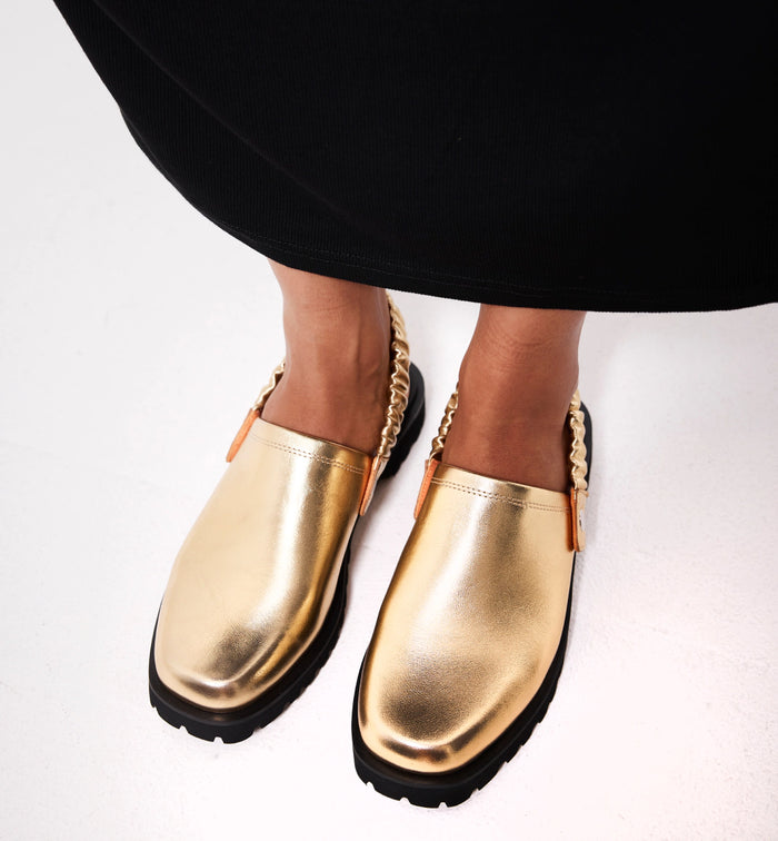 Roisin Slingback Leather Mule | Gold